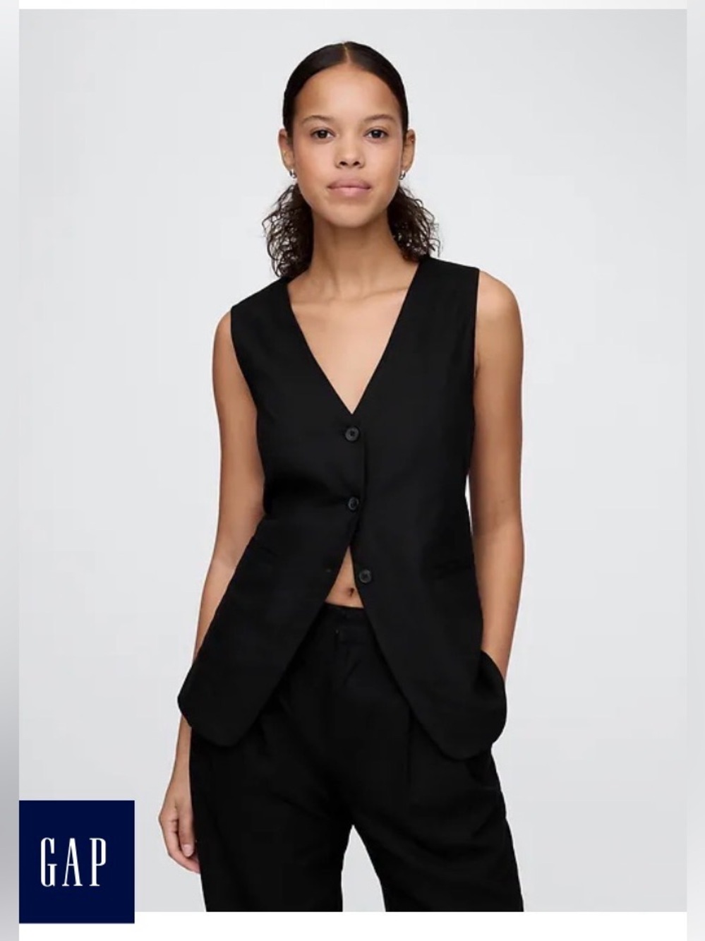 GAP Linen Vest Black